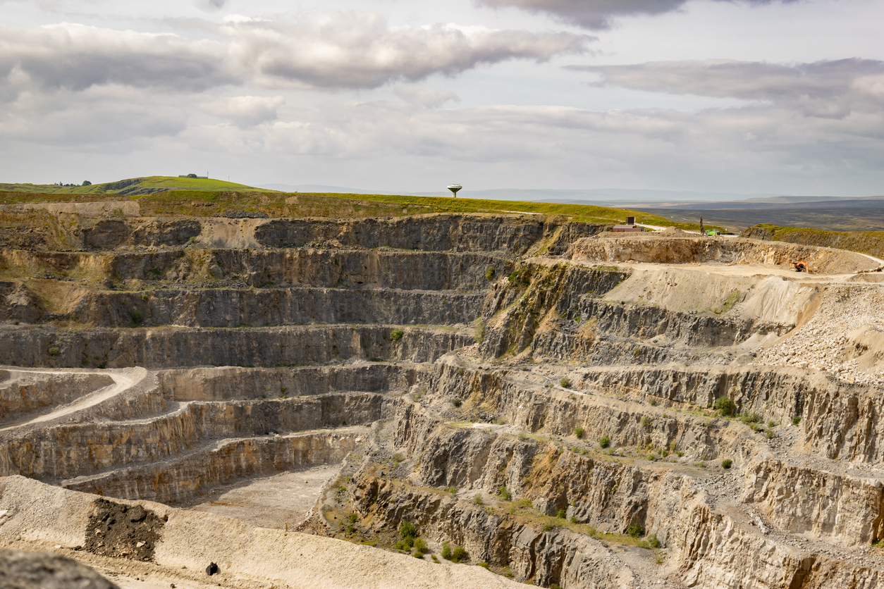 Aggregate stone quarry in North Yorkshire, UK