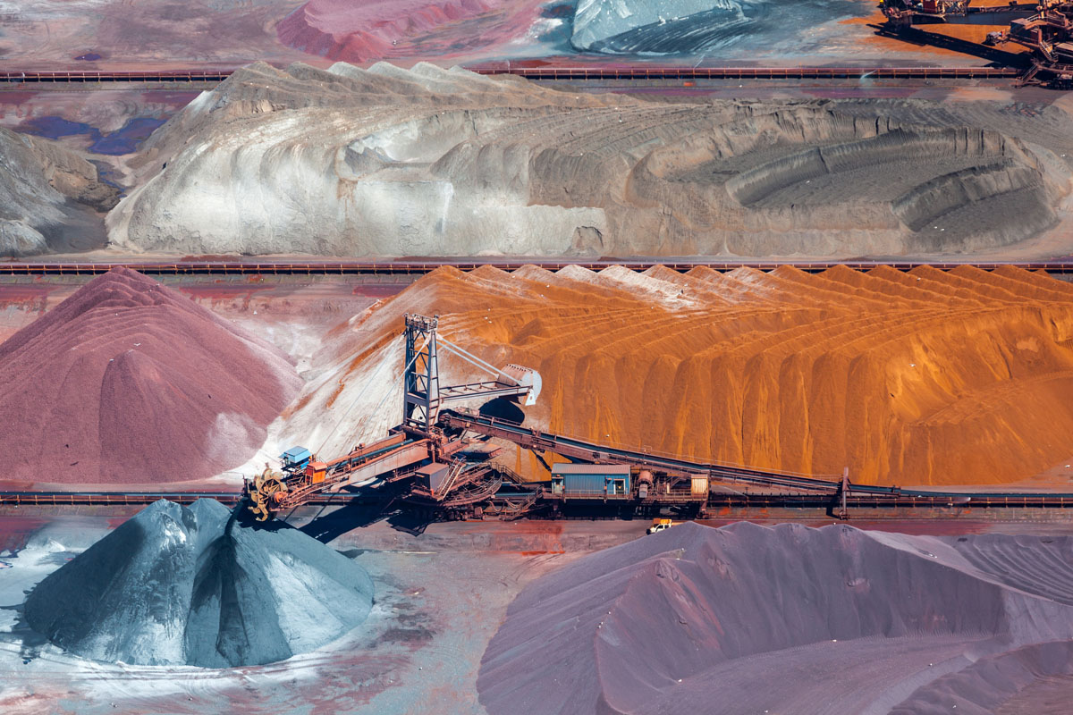 Ore and conveyor belt aerial photo