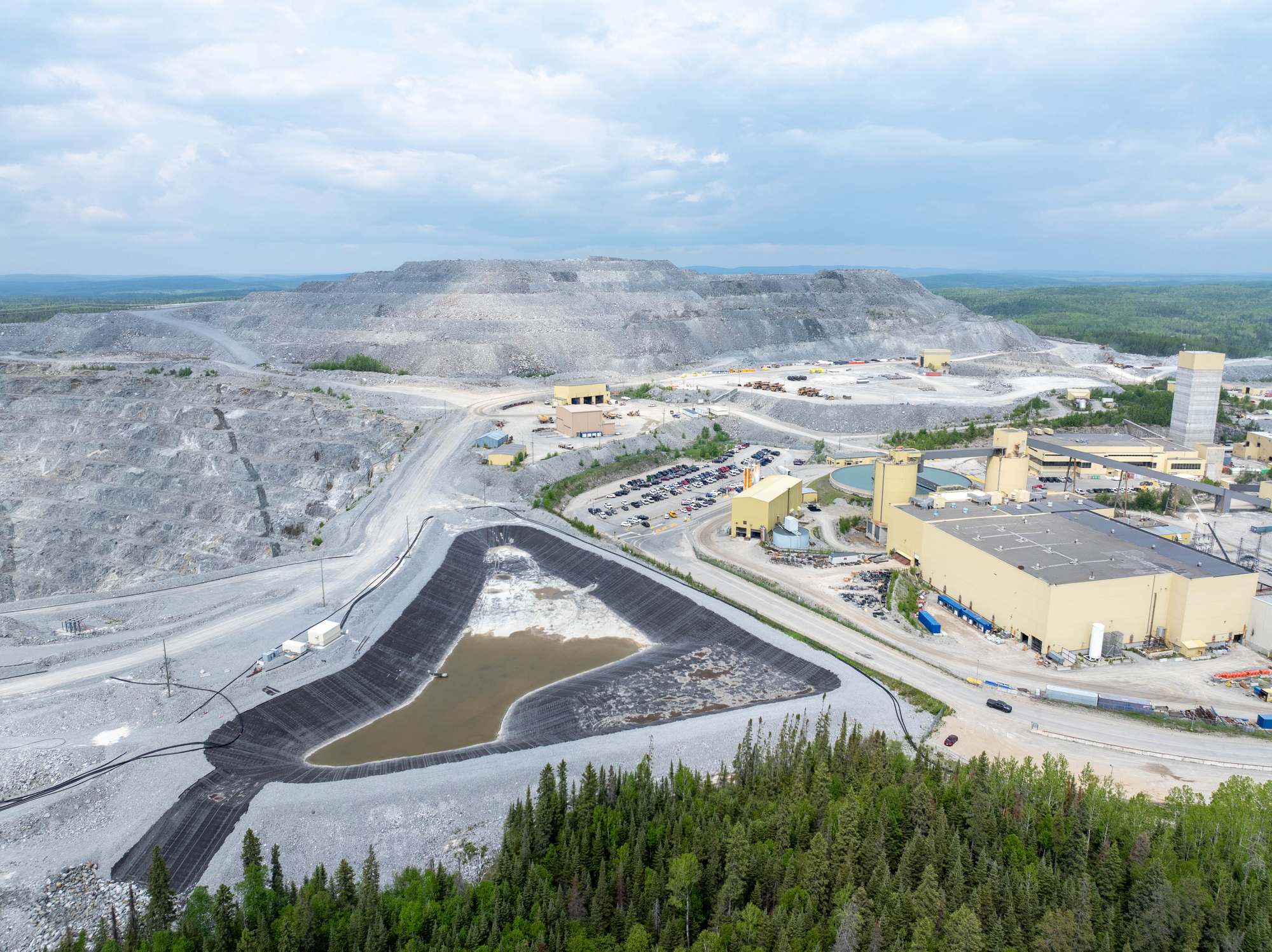 Aerial view of the Barrick Hemlo gold mine complex in Northern Ontario, Canada