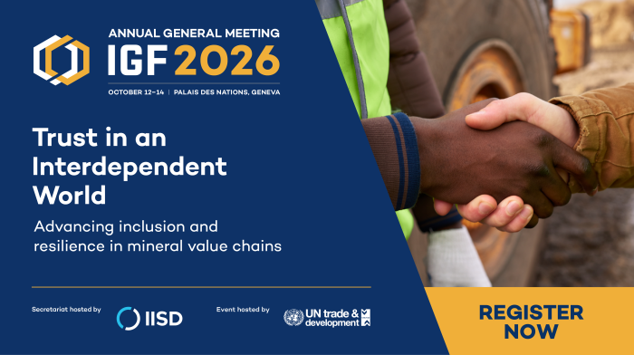 A graphic encouraging participants to register for the 22nd IGF AGM, which takes place from 12-14 October 2026 at the Palais des Nations, Geneva